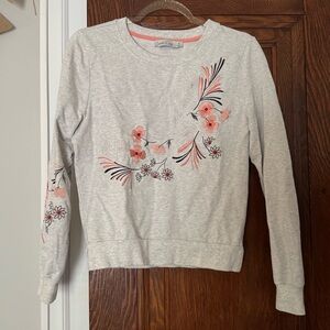 Simmer & Sage Embroidered Cotton Blend Crewneck Top size S